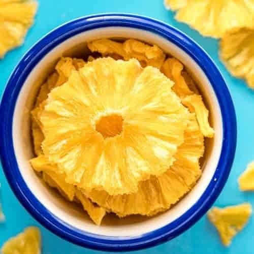 Dehydrated pineapple in a dish